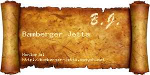 Bamberger Jetta névjegykártya